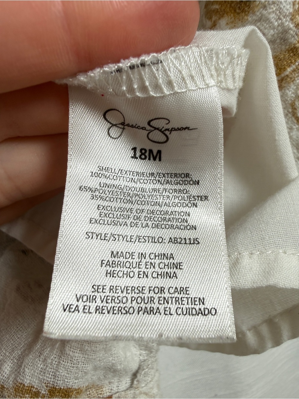 Jessica Simpson Baby Girl Floral Boho Dress Cream Mustard | Size 18M - Picture 11 of 11